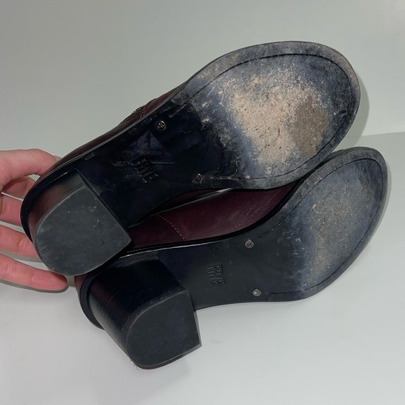 Frye Peep Booties Women's Size 6.5‎ US Wine Leather Heeled Ankle Boots BRIELLE - Picture 11 of 12